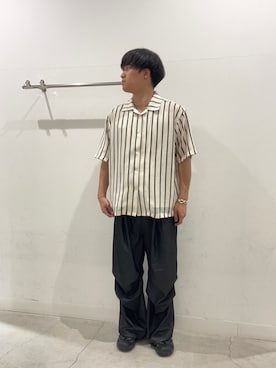 「SENSE OF PLACE by URBAN RESEARCH(センスオブプレイスバイアーバンリサーチ)のアソートレースオープンカラーショートスリーブシャツ(シャツ/ブラウス、ホワイト系)」を使った、yujiさん(メンズ・178cm)の春コーディネート