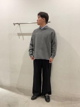 「SENSE OF PLACE by URBAN RESEARCH(センスオブプレイスバイアーバンリサーチ)の『一部WEB限定カラー』『洗濯可』スウェットライクスキッパーニット(ニット/セーター、グレー系)」を使った、yujiさん(メンズ・178cm)の秋コーディネート