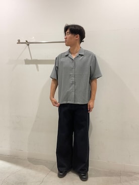 「SENSE OF PLACE by URBAN RESEARCH(センスオブプレイスバイアーバンリサーチ)のリネンライクマイクロチェックオープンカラーシャツ(シャツ/ブラウス、グリーン系)」を使った、yujiさん(メンズ・178cm)の夏コーディネート