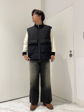 「アイテム（ダウンベスト）」を使った、yujiさん（メンズ・178cm）の秋コーディネート