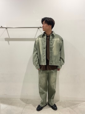 「アイテム（デニムジャケット、グリーン系）」を使った、yujiさん（メンズ・178cm）の秋コーディネート