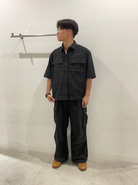 「SENSE OF PLACE by URBAN RESEARCH(センスオブプレイスバイアーバンリサーチ)の『別注』Converse×SENSE OF PLACE JACK PURCELLショートスリーブシャツ(シャツ/ブラウス、ブラック系)」を使った、yujiさん(メンズ・178cm)の夏コーディネート
