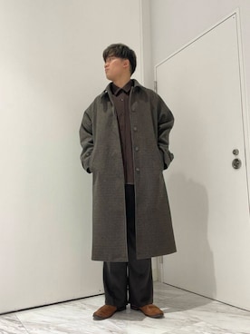 「寒い」｜「アイテム（ステンカラーコート）」を使った、yujiさん（メンズ・178cm）の秋コーディネート
