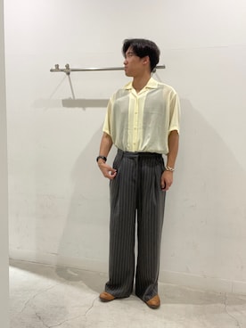 「SENSE OF PLACE by URBAN RESEARCH(センスオブプレイスバイアーバンリサーチ)のシアーヨウリュウオープンカラーシャツ(シャツ/ブラウス、イエロー系)」を使った、yujiさん(メンズ・178cm)の夏コーディネート