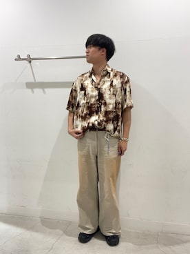 「SENSE OF PLACE by URBAN RESEARCH(センスオブプレイスバイアーバンリサーチ)のアソートパターンレギュラーカラーショートスリーブシャツ(シャツ/ブラウス、ブラウン系)」を使った、yujiさん(メンズ・178cm)の春コーディネート