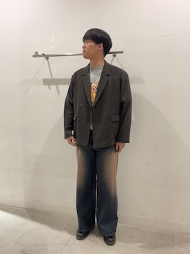 「SENSE OF PLACE by URBAN RESEARCH(センスオブプレイスバイアーバンリサーチ)の『イージーケア/速乾』リネンライクダブルテーラードジャケット(テーラードジャケット、グレー系)」を使った、yujiさん(メンズ・178cm)の春コーディネート