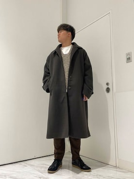 「アイテム（ステンカラーコート）」を使った、yujiさん（メンズ・178cm）の秋コーディネート