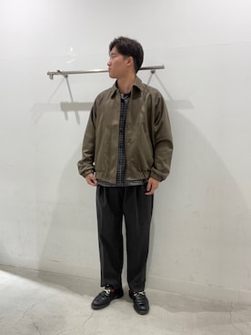 「SENSE OF PLACE by URBAN RESEARCH(センスオブプレイスバイアーバンリサーチ)のツイルスエードタッチZIPブルゾン(ブルゾン、ブラウン系)」を使った、yujiさん(メンズ・178cm)の秋コーディネート