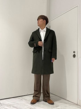「アイテム（チェスターコート）」を使った、yujiさん（メンズ・178cm）の冬コーディネート