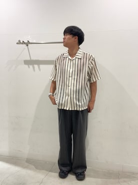 「SENSE OF PLACE by URBAN RESEARCH(センスオブプレイスバイアーバンリサーチ)のアソートレースオープンカラーショートスリーブシャツ(シャツ/ブラウス、ホワイト系)」を使った、yujiさん(メンズ・178cm)の春コーディネート