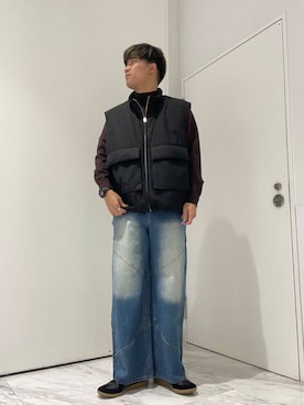 「アイテム（ダウンベスト）」を使った、yujiさん（メンズ・178cm）の秋コーディネート