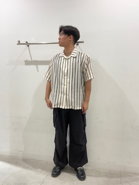 「SENSE OF PLACE by URBAN RESEARCH(センスオブプレイスバイアーバンリサーチ)のアソートレースオープンカラーショートスリーブシャツ(シャツ/ブラウス、ホワイト系)」を使った、yujiさん(メンズ・178cm)の夏コーディネート