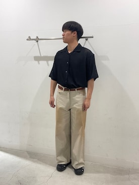 「SENSE OF PLACE by URBAN RESEARCH(センスオブプレイスバイアーバンリサーチ)の『一部WEB限定カラー』ヴィンテージライクデニムワイドパンツ(デニムパンツ、グリーン系)」を使った、yujiさん(メンズ・178cm)の春コーディネート