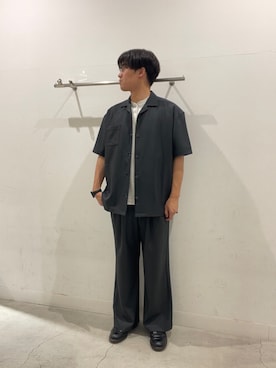 「SENSE OF PLACE by URBAN RESEARCH(センスオブプレイスバイアーバンリサーチ)の『速乾』ドライタッチオープンカラールーズショートスリーブシャツ(シャツ/ブラウス、グレー系)」を使った、yujiさん(メンズ・178cm)の夏コーディネート