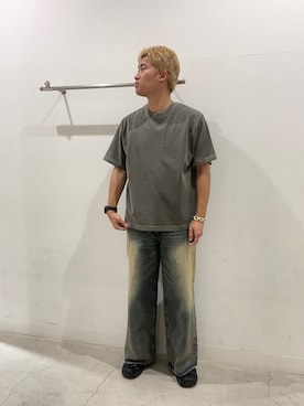 「SENSE OF PLACE by URBAN RESEARCH（センスオブプレイスバイアーバンリサーチ）のフェードルーズクルーネックショートスリーブ Tシャツ（Tシャツ/カットソー、グリーン系）」を使った、yujiさん（メンズ・178cm）の夏コーディネート