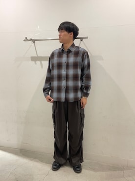 「SENSE OF PLACE by URBAN RESEARCH(センスオブプレイスバイアーバンリサーチ)のオンブレーチェックレギュラーカラーシャツ(シャツ/ブラウス、ブルー系)」を使った、yujiさん(メンズ・178cm)の春コーディネート