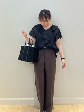 「ブラウンパンツ」｜MIAさん（レディース・156cm）の夏コーディネート