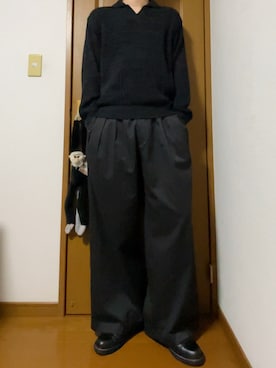 「ニットポロ」｜こうへいさん（メンズ・181cm）の春コーディネート