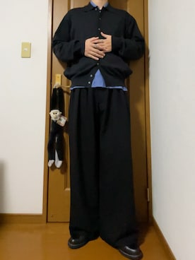 「WYM LIDNM（ウィム バイ リドム）のT/C BASIC KNIT SHIRT CARDIGAN（シャツ/ブラウス、グレー系）」を使った、こうへいさん（メンズ・181cm）の春コーディネート