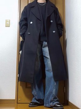 「アイテム（チェスターコート）」を使った、こうへいさん（メンズ・181cm）の冬コーディネート