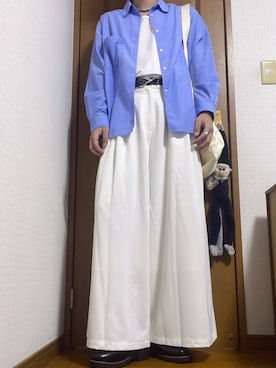 「青シャツ」｜こうへいさん（メンズ・181cm）の秋コーディネート