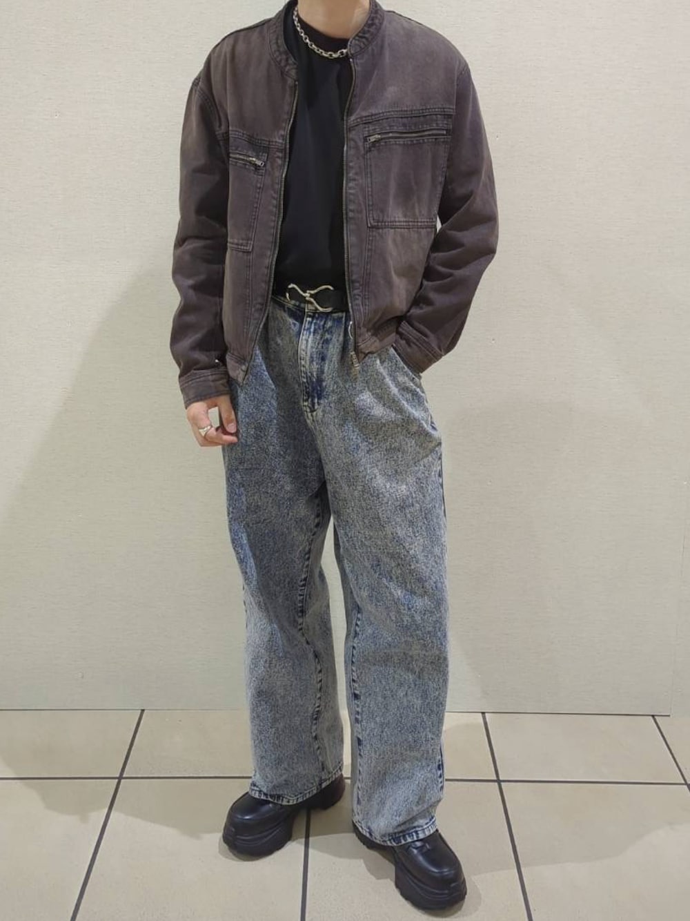 ジャケット・アウター VINTAGE WASHED DENIM ZIP MOTO JACKET VINTAGE WASHED DENIM ZIP MOTO JACKET（デニムジャケット