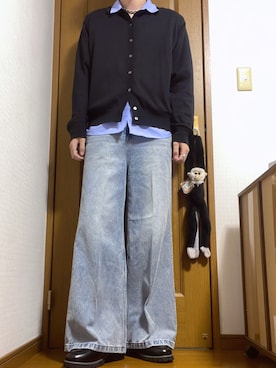 「青シャツ」｜こうへいさん（メンズ・181cm）の秋コーディネート