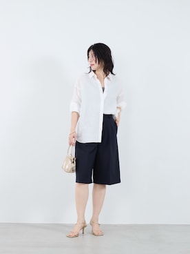 「MICA&DEAL（マイカ＆ディール）のラミー2WAYシアーシャツ（シャツ/ブラウス、ホワイト系）」を使った、SAY.さん（レディース・158cm）の春コーディネート