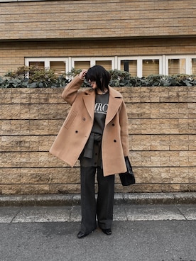 「アイテム（ピーコート）」を使った、SAY.さん（レディース・158cm）の秋コーディネート