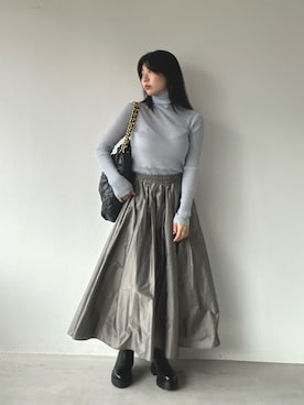 「ブルーニット」｜「アイテム（ブーツ）」を使った、SAY.さん（レディース・158cm）の秋コーディネート