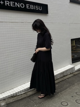 「MICA&DEAL（マイカ＆ディール）の【WEB限定】ティアードカットワンピース（ワンピース、ブラック系）」を使った、SAY.さん（レディース・158cm）の春コーディネート