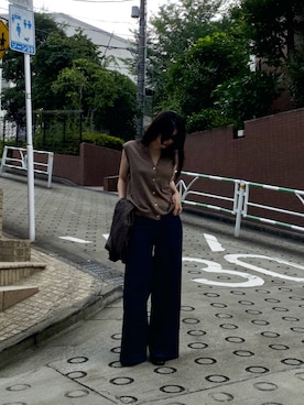 「marmors（マルモア）の【marmors】lame v-neck vest（ニット/セーター）」を使った、SAY.さん（レディース・158cm・30代）の秋コーディネート