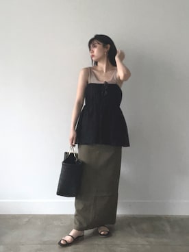 コットンシアーボリュームキャミソールを使った人気ファッション 