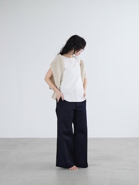 「HANES（ヘインズ）の【Hanes】スリーブレスTシャツ（Tシャツ/カットソー、ホワイト系）」を使った、SAY.さん（レディース・158cm）の夏コーディネート