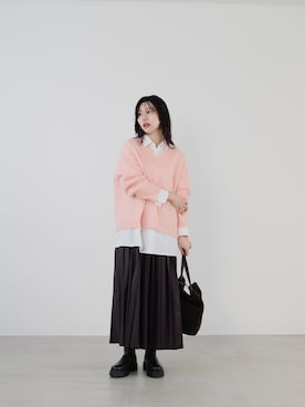 「ピンクニット」｜SAY.さん（レディース・158cm）の秋コーディネート