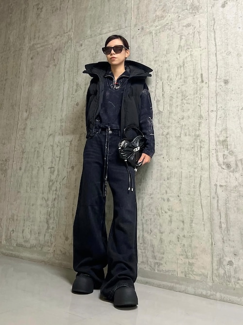 권*선様 DIESEL フード付きブラックロングダウンベスト　ベルト付き 匿名配 レディース ダウンジャケット ダウンベスト（ダウンベスト）｜DIESEL