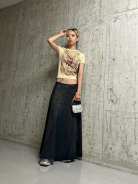 「DIESEL（ディーゼル）のアイテム（ショルダーバッグ）」を使った、Hina Nakahoriさん（レディース・159cm）の夏コーディネート