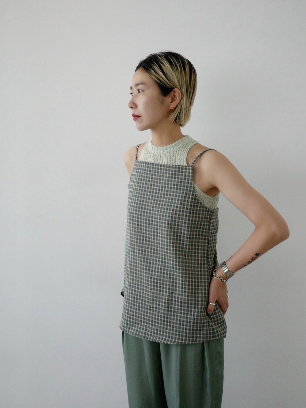 EN NEUME（エンノイム）の「Back Open Checked Camisole（シャツ