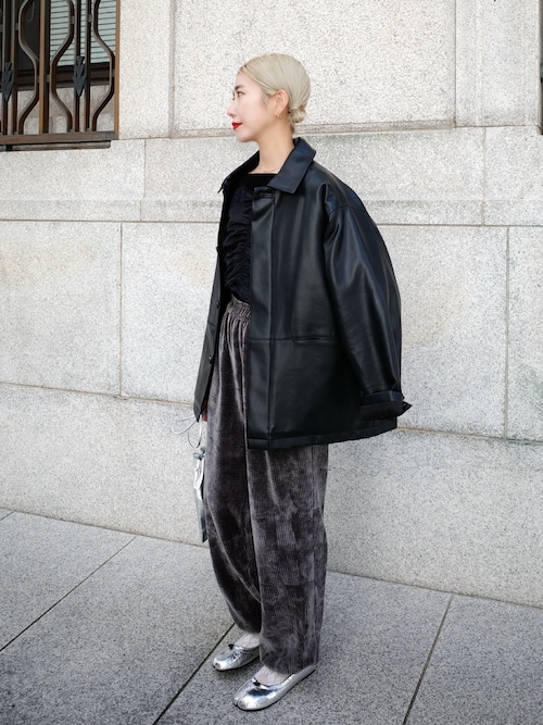 EN NEUME コート アウター Faux Leather Over Jacket レディース
