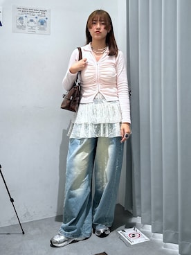 「3.3 Field Trip （3.3フィールドトリップ）の3.3 Field Trip／サイドタックデニム（デニムパンツ、ブルー系）」を使った、シラベさん（レディース・163cm）の春コーディネート