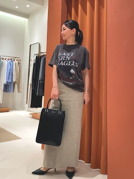 「Whim Gazette（ウィムガゼット）のEagle Tシャツ（Tシャツ/カットソー、グレー系）」を使った、wg_akemさん（レディース・158cm）の春コーディネート