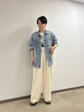 「GALLARDAGALANTE（ガリャルダガランテ）の【サイズ展開あり】オーバーGジャン（ベスト、ブルー系）」を使った、gg-akiko.fさん（レディース・165cm）の冬コーディネート