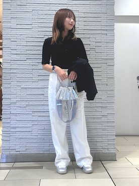 「アイテム（ポロシャツ）」を使った、mayさん（レディース・153cm）の冬コーディネート