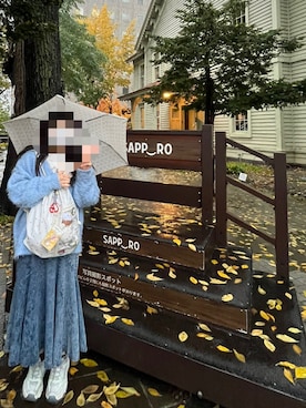 「アイテム（デニムスカート）」を使った、くるみっちさん（レディース・160cm）の秋コーディネート