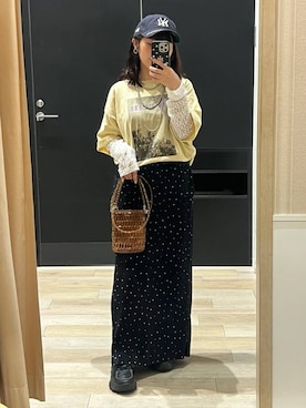 「LEPSIM（レプシィム）の3連ボールネックレス　287544（ネックレス、シルバー系）」を使った、ari79さん（レディース）の春コーディネート