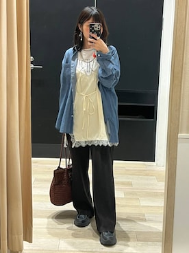 「LEPSIM（レプシィム）の3連ボールネックレス　287544（ネックレス、シルバー系）」を使った、ari79さん（レディース）の春コーディネート