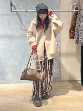 「アイテム（ニットキャップ/ビーニー）」を使った、ari79さん（レディース・156cm・30代）の冬コーディネート