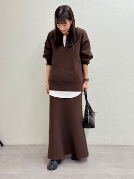 「アイテム（ボストンバッグ）」を使った、NANAさん（レディース・156cm）の秋コーディネート