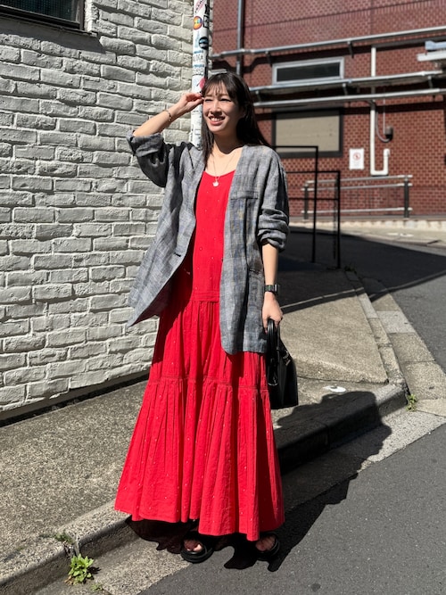 【INDIA】刺繍ティアードキャミワンピース