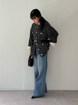 「アイテム（ノーカラージャケット）」を使った、NANAさん（レディース・156cm）の秋コーディネート